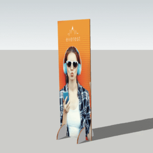 Totem publicitaire avec tranche visible en carton écologique